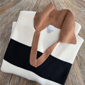 a new day Women's V-Neck Sweater in Cream, Black, and Brown